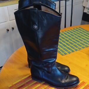 Frye Black Leather Riding Boots